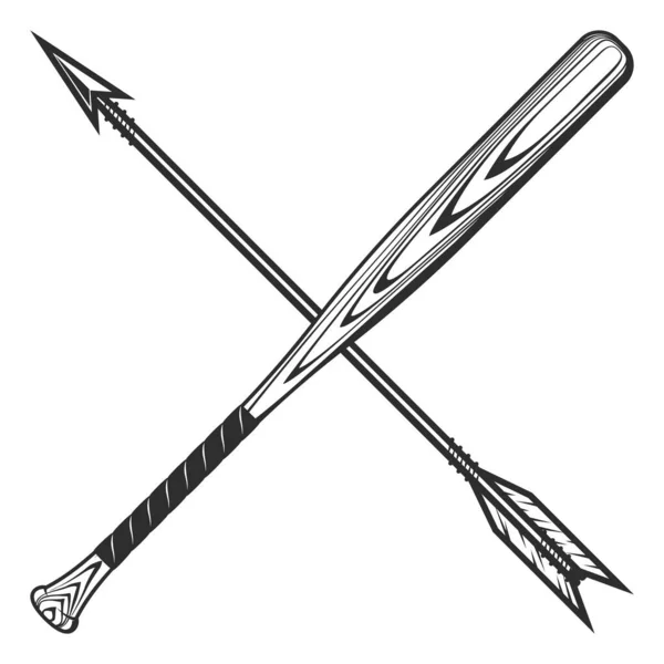 Arrow Arrowhead Baseball Bat Club Emblem Design Elements Template Vintage — Stock Vector