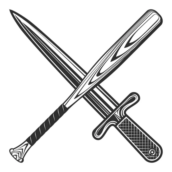 Dagger Gangster Knife Baseball Bat Club Emblem Design Elements Template — Stock Vector