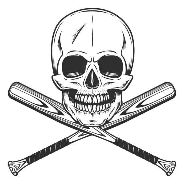 Totenkopf Mit Baseballschläger Club Emblem Design Elemente Vorlage Vintage Monochromen — Stockfoto