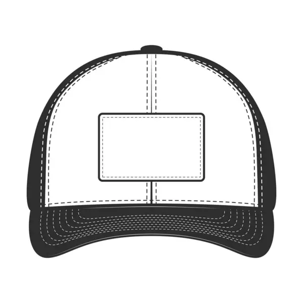 野球帽現実的なフロントビューモノクロスタイルのイラストが白い背景に孤立 — ストック写真