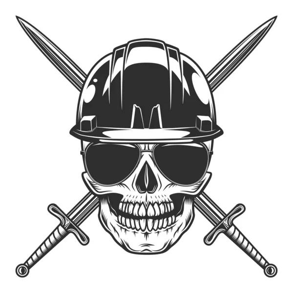Cráneo Del Constructor Gafas Sol Con Espada Casco Sombrero Duro —  Fotos de Stock