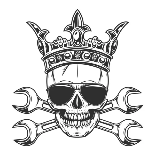 Skull Royal Crown Sunglasses Body Shop Service Car Truck Mechanic — Stock Photo, Image