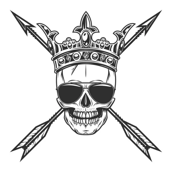 Κρανίο Βασιλικό Στέμμα Σταυρό Βέλος Κυνήγι Και Γυαλιά Ηλίου Αξεσουάρ — Φωτογραφία Αρχείου