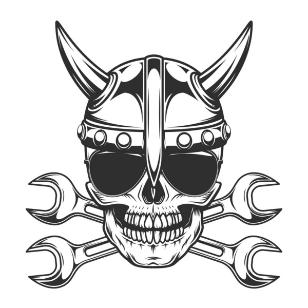 Viking Skull Horned Helmet Sunglasses Body Shop Service Car Truck — Stock Photo, Image