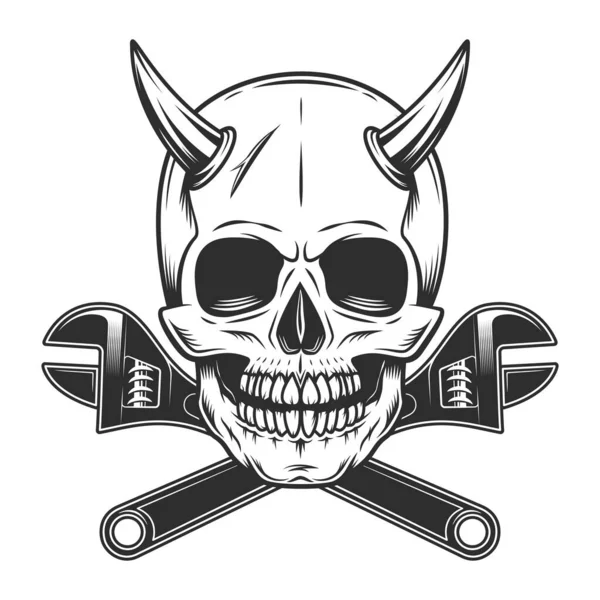 Skull Horns Body Shop Mechanic Spanner Repair Tool Construction Wrench — Stock Photo, Image