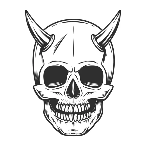Skull Horns Vintage Monochrome Style Illustration — Stock Photo, Image