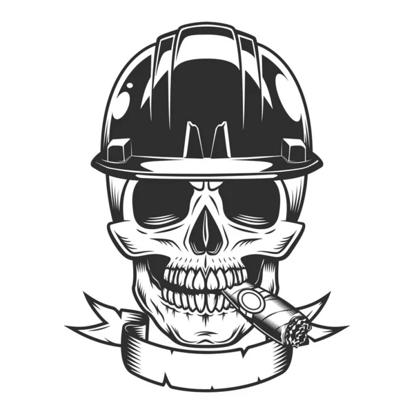 Builder Skull Smoking Cigar Cigarette Smoke Hard Hat Business New — Stockfoto