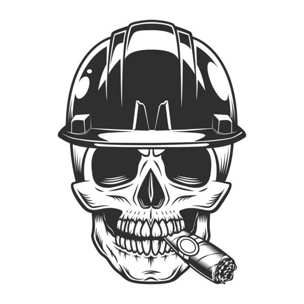 Builder Skull Smoking Cigar Cigarette Smoke Hard Hat Business New — ストック写真