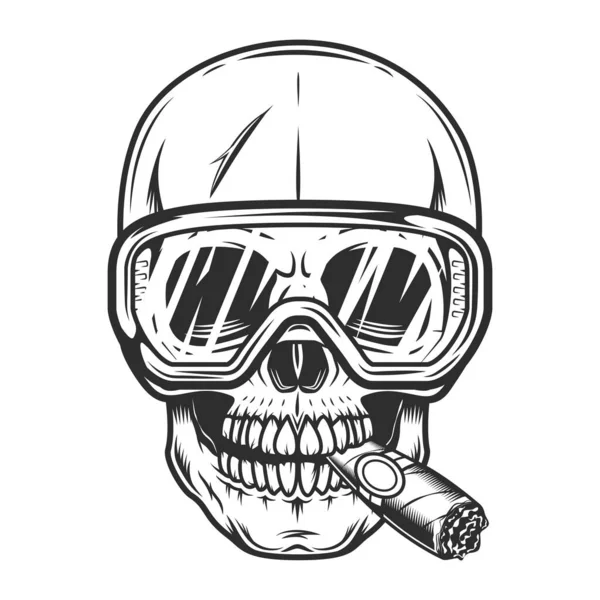 Trabalhador Construção Crânio Construtor Fumar Charuto Cigarro Fumaça Óculos Proteção — Fotografia de Stock