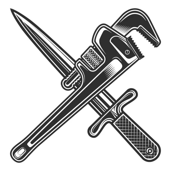 Vintage Dagger Knife Body Shop Mechanic Spanner Repair Tool Construction — Stock Photo, Image