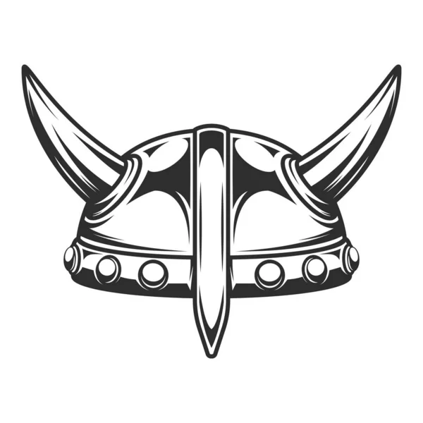Emblema Vintage Vichingo Con Serio Casco Medievale Nordic Guerriero Cornuto — Foto Stock