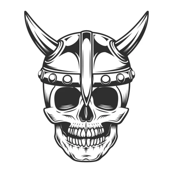 Emblema Vintage Vikingo Con Guerrero Nórdico Medieval Serio Casco Con — Foto de Stock