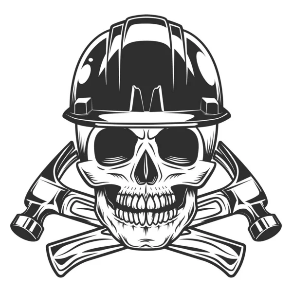 Skull Crossed Builder Hammers Hard Hat New Construction Remodeling House — 图库照片