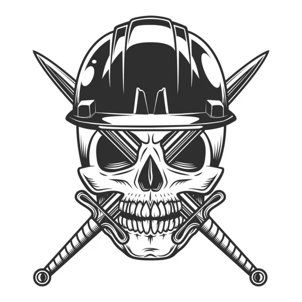 House Builder Skull Sword Hard Hat New Construction Remodeling Business — Stockfoto