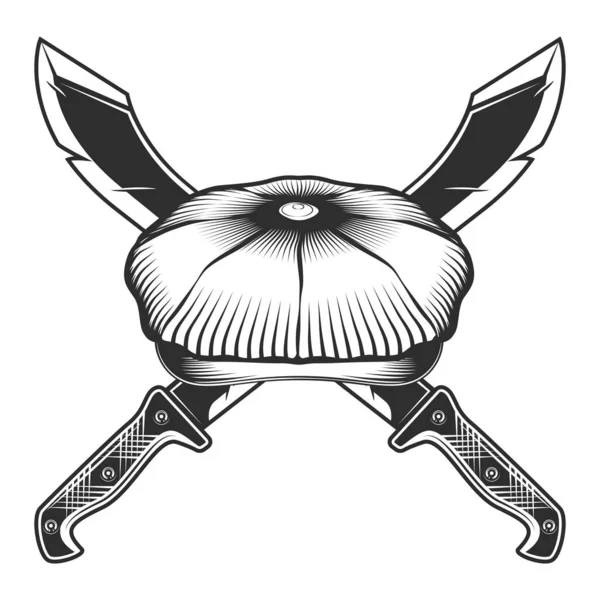 Мачете Иконой Плоской Шапки Острым Ножом Ближнего Оружия Охотника Джунглях — стоковый вектор