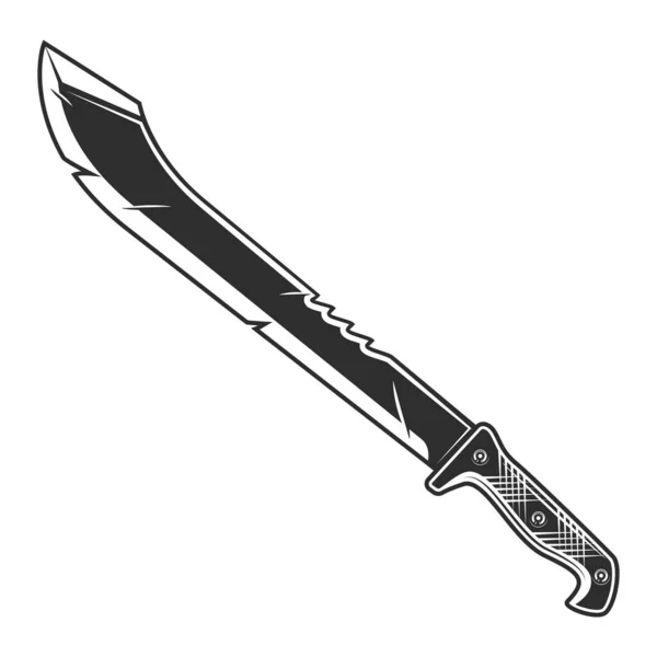Sharp Knife Machete Icon Melee Weapon Hunter Jungle Black White — Stock Vector