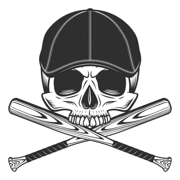 Cráneo Sin Gángster Gatsby Tweed Sombrero Gorra Plana Con Béisbol — Vector de stock