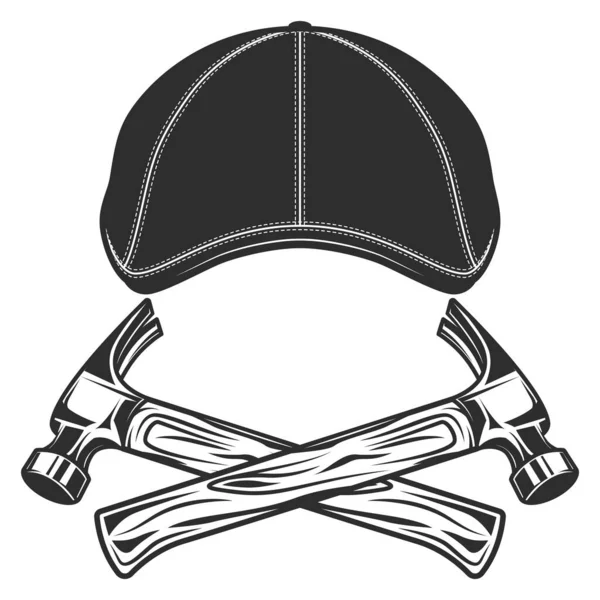 Шляпа Твида Плоской Крышкой Векторными Винтажными Иллюстрациями — стоковый вектор