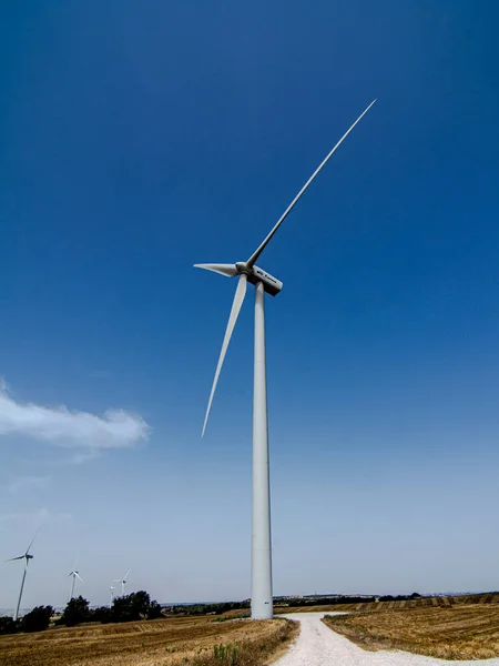 Wind turbine in a wind field in central Catalonia. Spain.