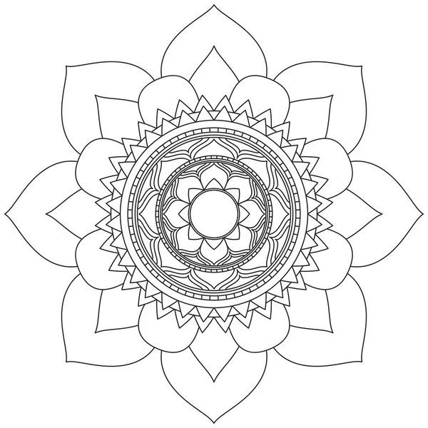 Mandala Vektor Levél Virág Színezés Művészet Egyszerű Grafikus Virágos Keleti — Stock Vector