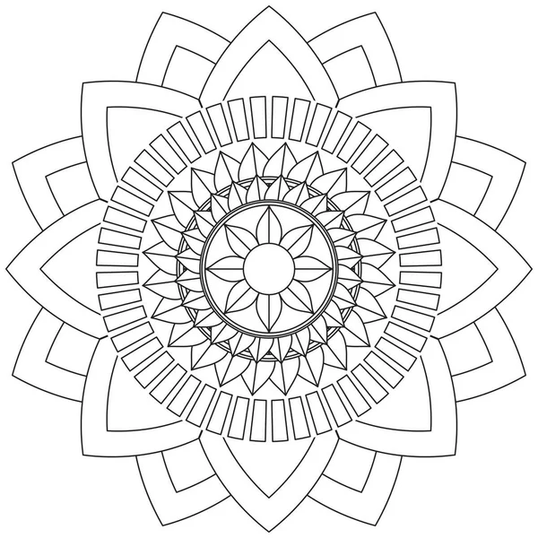 Mandala Vektor Blatt Blume Färbung Kunst Einfache Grafik Floral Orientalische — Stockvektor