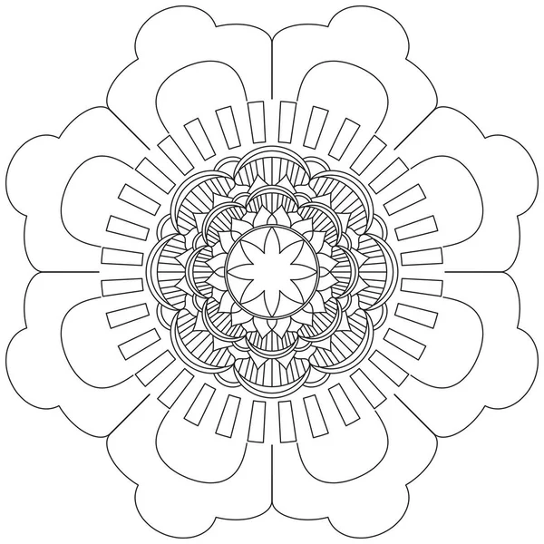 Mandala Vector Folha Flor Coloração Arte Simples Gráfico Floral Oriental —  Vetores de Stock