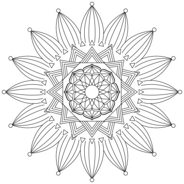 Mandala Vektörü Yaprak Renklendirme Sanatı Basit Grafik Çiçek Doğulu Klasik Resim İslami Hint Mistik Dini Ahlakı Nilüfer Yazdırma Kumaşı Tekstil Sembolü Tekstil Sembolü 