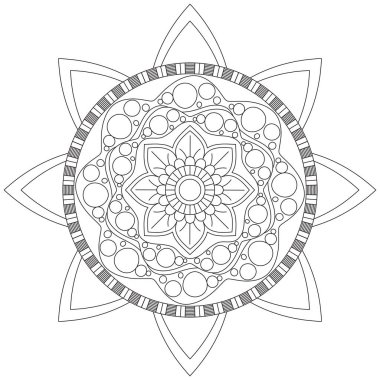 Mandala Vektörü Yaprak Renklendirme Sanatı Basit Grafik Çiçek Doğulu Klasik Resim İslami Hint Mistik Dini Ahlakı Nilüfer Yazdırma Kumaşı Tekstil Sembolü Tekstil Sembolü 