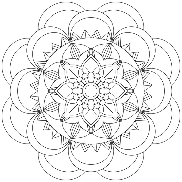 Mandala Vector Folha Flor Coloração Arte Simples Gráfico Floral Oriental — Vetor de Stock