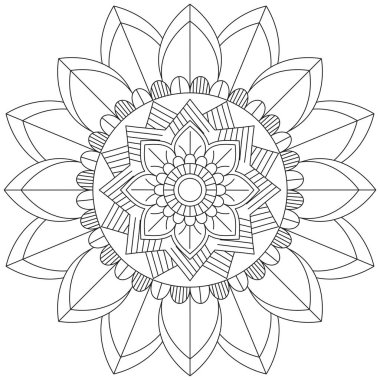 Mandala Vektörü Yaprak Renklendirme Sanatı Basit Grafik Çiçek Doğulu Klasik Resim İslami Hint Mistik Dini Ahlakı Nilüfer Yazdırma Kumaşı Tekstil Sembolü Tekstil Sembolü 