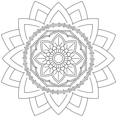 Mandala Vektörü Yaprak Renklendirme Sanatı Basit Grafik Çiçek Doğulu Klasik Resim İslami Hint Mistik Dini Ahlakı Nilüfer Yazdırma Kumaşı Tekstil Sembolü Tekstil Sembolü 