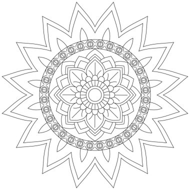 Mandala Vektörü Yaprak Renklendirme Sanatı Basit Grafik Çiçek Doğulu Klasik Resim İslami Hint Mistik Dini Ahlakı Nilüfer Yazdırma Kumaşı Tekstil Sembolü Tekstil Sembolü 