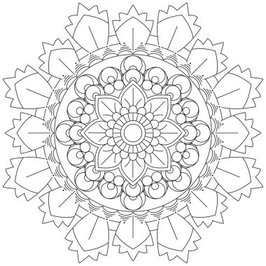 Mandala Vektörü Yaprak Renklendirme Sanatı Basit Grafik Çiçek Doğulu Klasik Resim İslami Hint Mistik Dini Ahlakı Nilüfer Yazdırma Kumaşı Tekstil Sembolü Tekstil Sembolü 