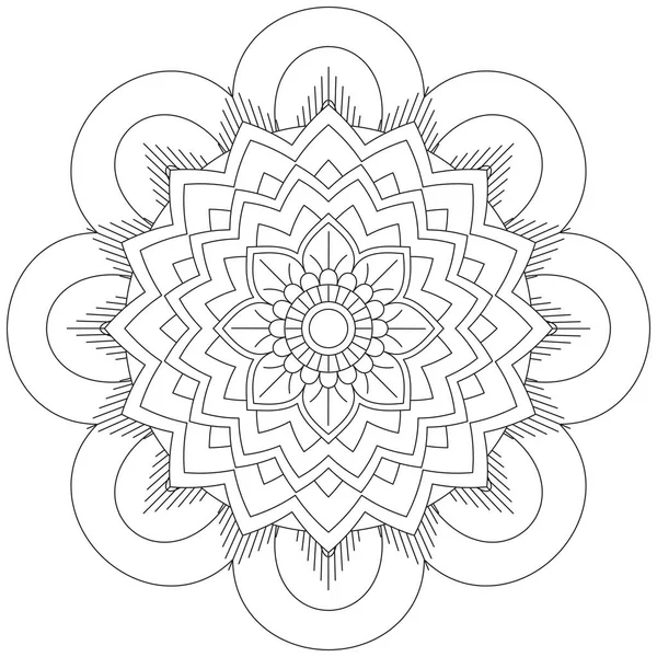 Mandala Vektor Blomma Färg Konst Enkel Grafik Blomma Orientalisk Kontur — Stock vektor