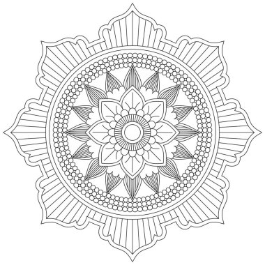 Mandala Vektörü Yaprak Renklendirme Sanatı Basit Grafik Çiçek Doğulu Klasik Resim İslami Hint Mistik Dini Ahlakı Nilüfer Yazdırma Kumaşı Tekstil Sembolü Tekstil Sembolü 