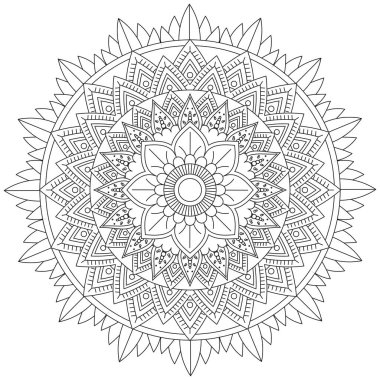 Mandala Vektörü Yaprak Renklendirme Sanatı Basit Grafik Çiçek Doğulu Klasik Resim İslami Hint Mistik Dini Ahlakı Nilüfer Yazdırma Kumaşı Tekstil Sembolü Tekstil Sembolü 