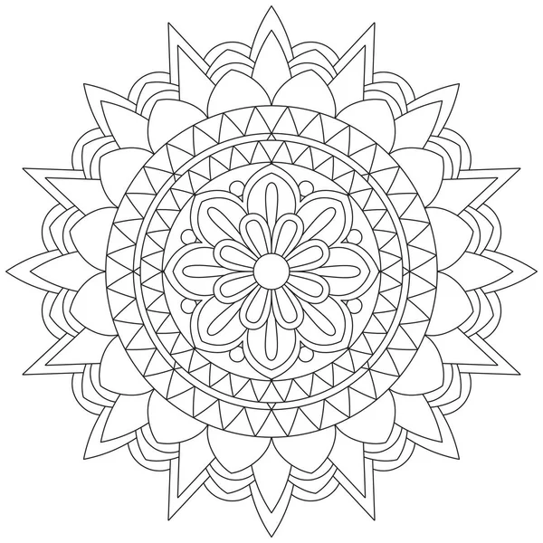 Mandala Vektor Blatt Blume Färbung Kunst Einfache Grafik Floral Orientalische — Stockvektor