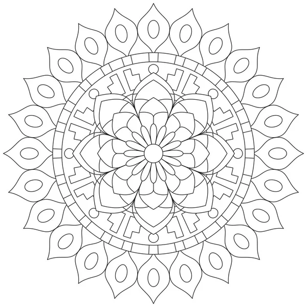 Mandala Vektor List Květ Zbarvení Umění Jednoduchá Grafika Květinový Orientální — Stockový vektor