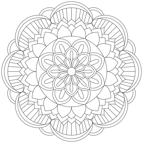 Mandala Vector Hoja Flor Colorear Arte Gráfico Simple Floral Oriental — Archivo Imágenes Vectoriales