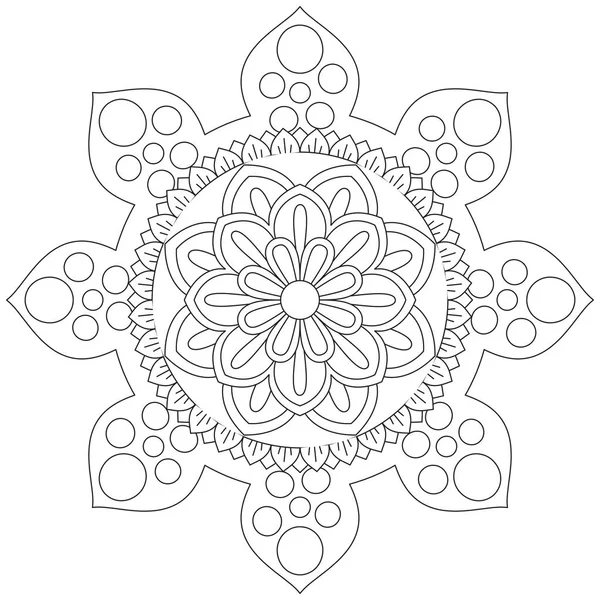 Mandala Vector Leaf Flower Coloring Art Simple Graphic Floral Oriental — Stock Vector