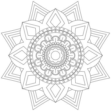 Mandala Vektörü Yaprak Renklendirme Sanatı Basit Grafik Çiçek Doğulu Klasik Resim İslami Hint Mistik Dini Ahlakı Nilüfer Yazdırma Kumaşı Tekstil Sembolü Tekstil Sembolü 