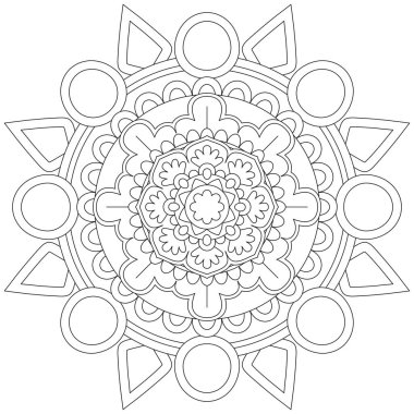 Mandala Vektörü Yaprak Renklendirme Sanatı Basit Grafik Çiçek Doğulu Klasik Resim İslami Hint Mistik Dini Ahlakı Nilüfer Yazdırma Kumaşı Tekstil Sembolü Tekstil Sembolü 