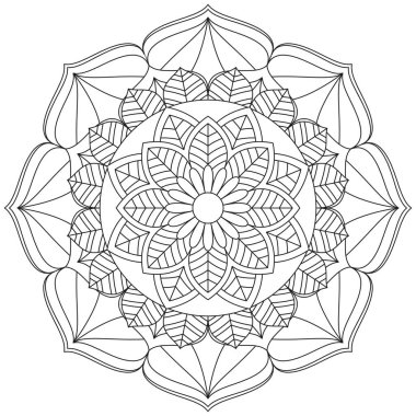 Mandala Vektörü Yaprak Renklendirme Sanatı Basit Grafik Çiçek Doğulu Klasik Resim İslami Hint Mistik Dini Ahlakı Nilüfer Yazdırma Kumaşı Tekstil Sembolü Tekstil Sembolü 