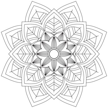 Mandala Vektörü Yaprak Renklendirme Sanatı Basit Grafik Çiçek Doğulu Klasik Resim İslami Hint Mistik Dini Ahlakı Nilüfer Yazdırma Kumaşı Tekstil Sembolü Tekstil Sembolü 