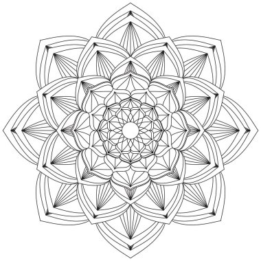 Mandala Vektörü Yaprak Renklendirme Sanatı Basit Grafik Çiçek Doğulu Klasik Resim İslami Hint Mistik Dini Ahlakı Nilüfer Yazdırma Kumaşı Tekstil Sembolü Tekstil Sembolü 