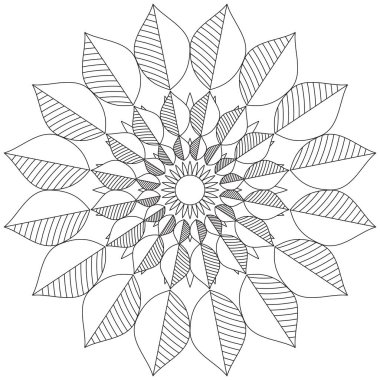 Mandala Vektörü Yaprak Renklendirme Sanatı Basit Grafik Çiçek Doğulu Klasik Resim İslami Hint Mistik Dini Ahlakı Nilüfer Yazdırma Kumaşı Tekstil Sembolü Tekstil Sembolü 