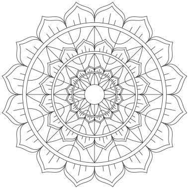 Mandala Vektörü Yaprak Renklendirme Sanatı Basit Grafik Çiçek Doğulu Klasik Resim İslami Hint Mistik Dini Ahlakı Nilüfer Yazdırma Kumaşı Tekstil Sembolü Tekstil Sembolü 