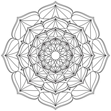 Mandala Vektörü Yaprak Renklendirme Sanatı Basit Grafik Çiçek Doğulu Klasik Resim İslami Hint Mistik Dini Ahlakı Nilüfer Yazdırma Kumaşı Tekstil Sembolü Tekstil Sembolü 