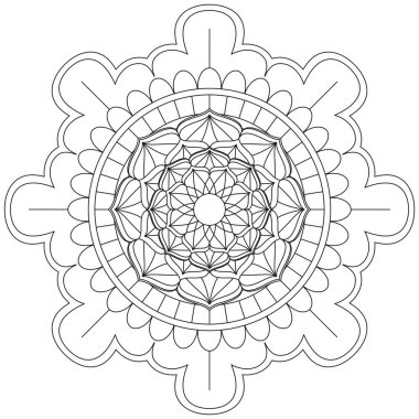 Mandala Vektörü Yaprak Renklendirme Sanatı Basit Grafik Çiçek Doğulu Klasik Resim İslami Hint Mistik Dini Ahlakı Nilüfer Yazdırma Kumaşı Tekstil Sembolü Tekstil Sembolü