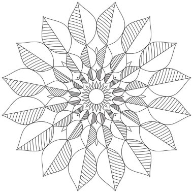 Mandala Vektörü Yaprak Renklendirme Sanatı Basit Grafik Çiçek Doğulu Klasik Resim İslami Hint Mistik Dini Ahlakı Nilüfer Yazdırma Kumaşı Tekstil Sembolü Tekstil Sembolü 
